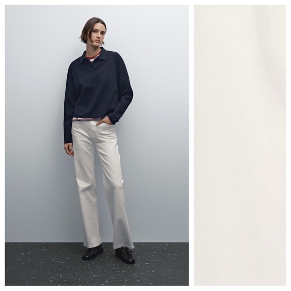 Massimo Dutti Denim - NWT. Massimo Dutti Off White Straight-Leg  High-Waist Denim Trousers. Size 6.